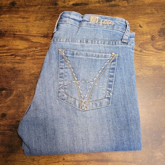 KFTK Jeans Size 6 Low Rise Katy Boyfriend Medium Light Wash Ripped Stretch - Picture 3 of 11